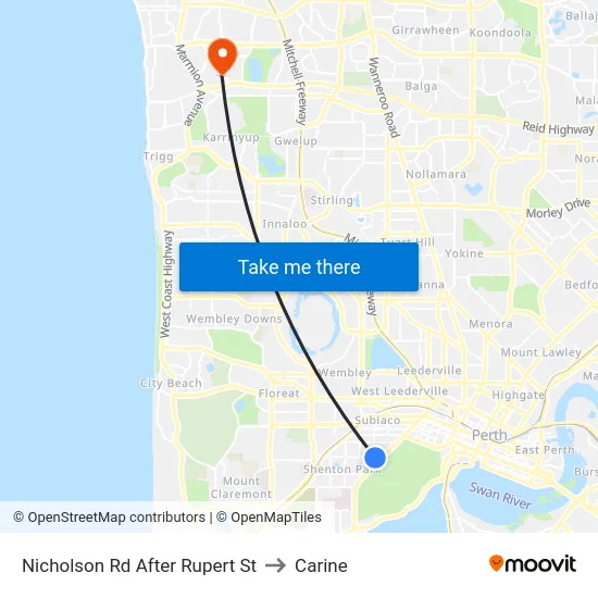Nicholson Rd After Rupert St to Carine map
