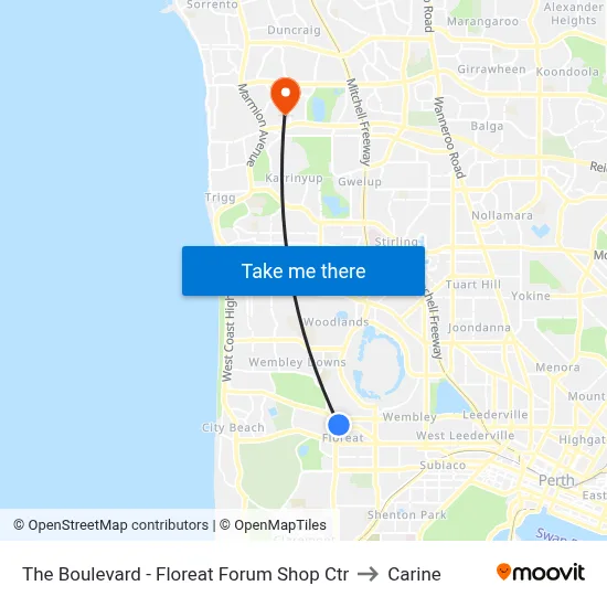 The Boulevard  - Floreat Forum Shop Ctr to Carine map