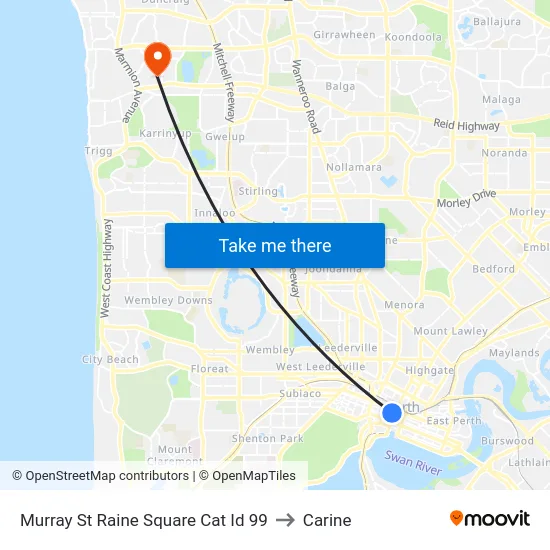 Murray St Raine Square Cat Id 99 to Carine map