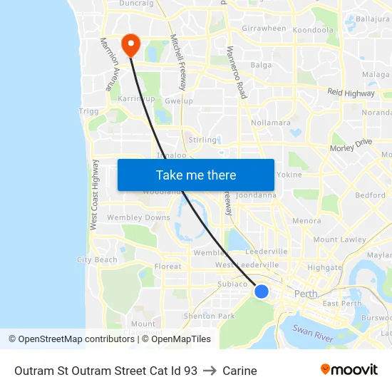 Outram St Outram Street Cat Id 93 to Carine map