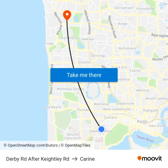Derby Rd After Keightley Rd to Carine map