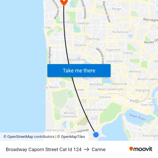 Broadway   Caporn Street Cat Id 124 to Carine map