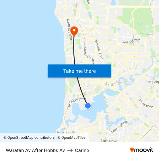Waratah Av After Hobbs Av to Carine map
