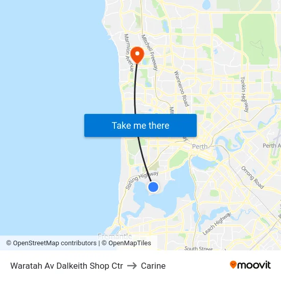 Waratah Av Dalkeith Shop Ctr to Carine map
