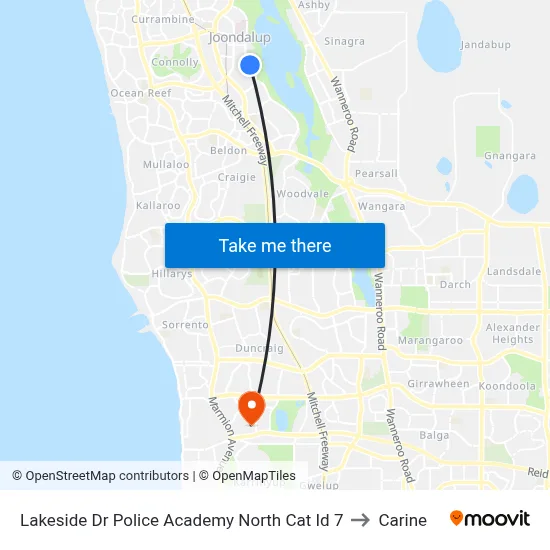 Lakeside Dr Police Academy North Cat Id 7 to Carine map