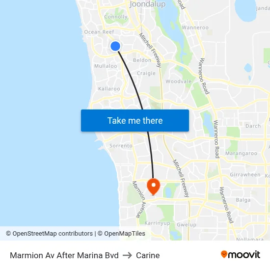 Marmion Av After Marina Bvd to Carine map