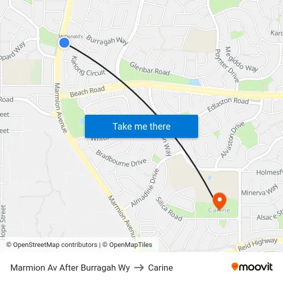 Marmion Av After Burragah Wy to Carine map