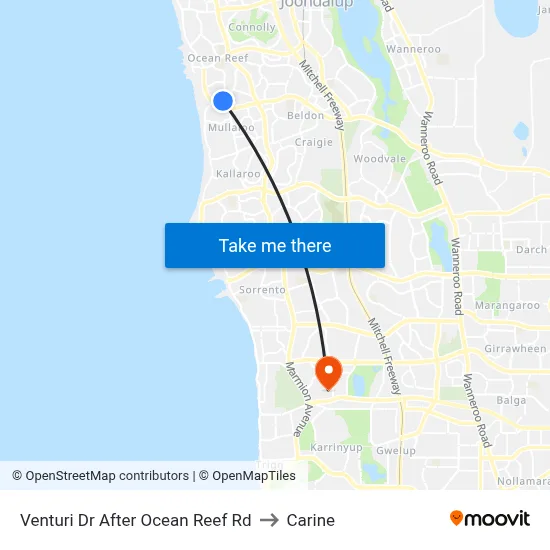 Venturi Dr After Ocean Reef Rd to Carine map
