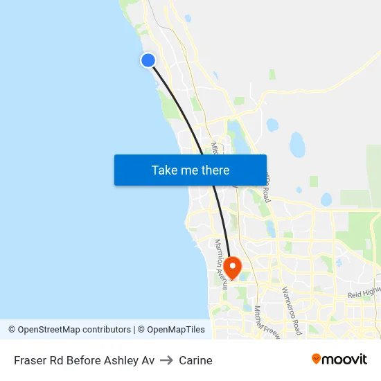 Fraser Rd Before Ashley Av to Carine map