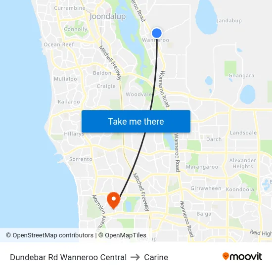 Dundebar Rd Wanneroo Central to Carine map