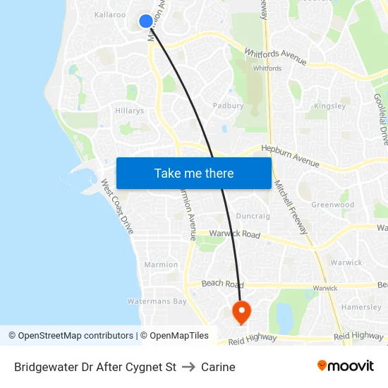 Bridgewater Dr After Cygnet St to Carine map