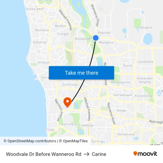 Woodvale Dr Before Wanneroo Rd to Carine map