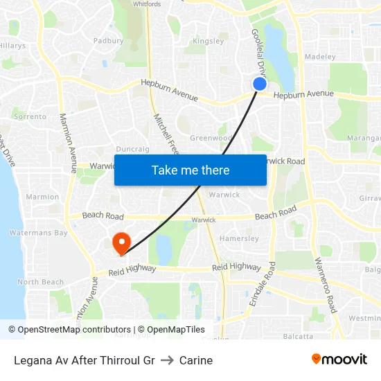 Legana Av After Thirroul Gr to Carine map
