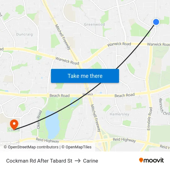 Cockman Rd After Tabard St to Carine map