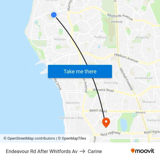 Endeavour Rd After Whitfords Av to Carine map