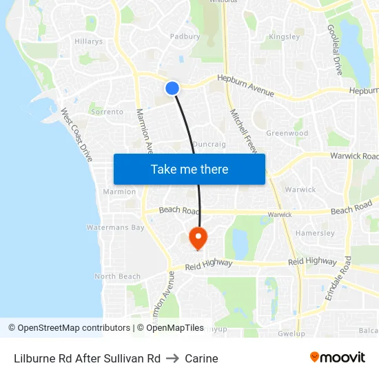 Lilburne Rd After Sullivan Rd to Carine map