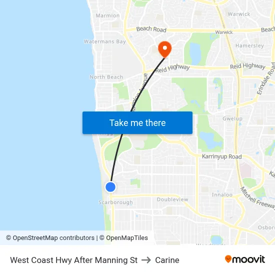 West Coast Hwy After Manning St to Carine map
