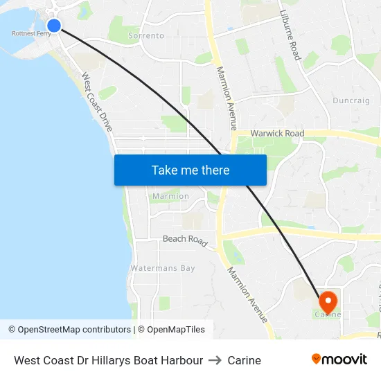 West Coast Dr Hillarys Boat Harbour to Carine map