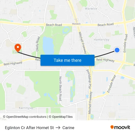 Eglinton Cr After Hornet St to Carine map