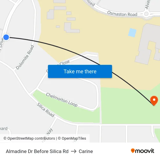 Almadine Dr Before Silica Rd to Carine map