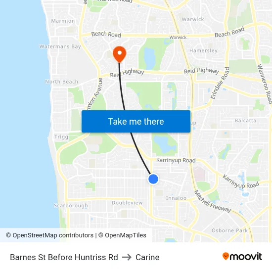 Barnes St Before Huntriss Rd to Carine map