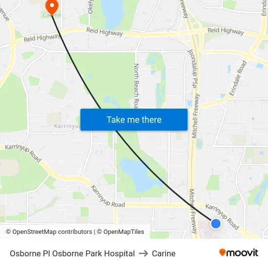 Osborne Pl Osborne Park Hospital to Carine map