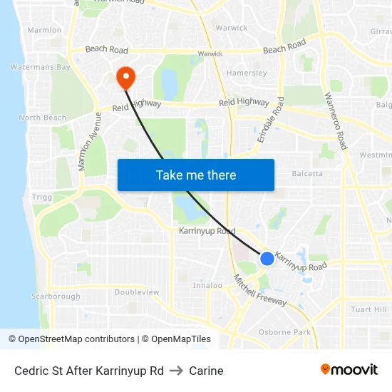 Cedric St After Karrinyup Rd to Carine map