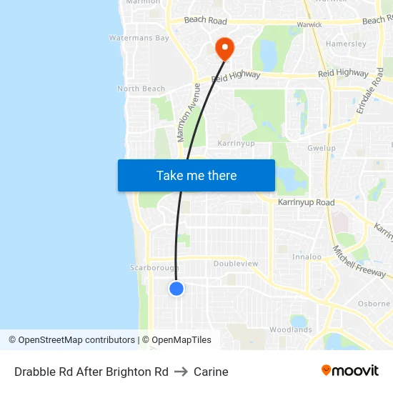 Drabble Rd After Brighton Rd to Carine map