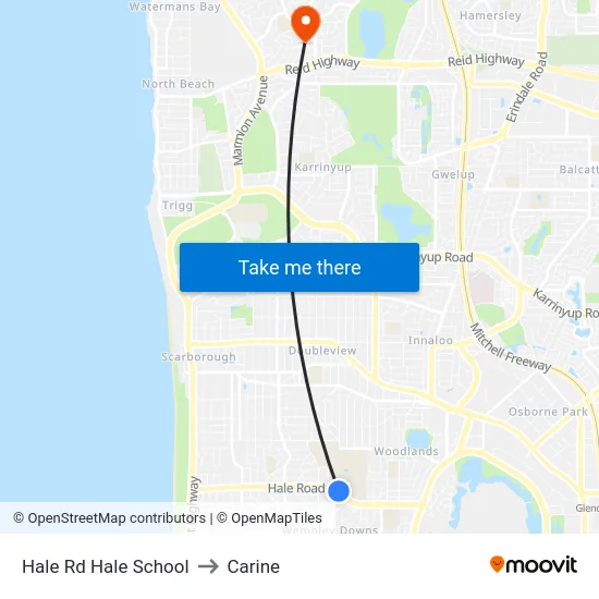 Hale Rd Hale School to Carine map