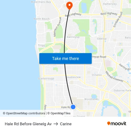 Hale Rd Before Glenelg Av to Carine map
