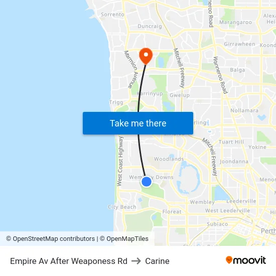 Empire Av After Weaponess Rd to Carine map