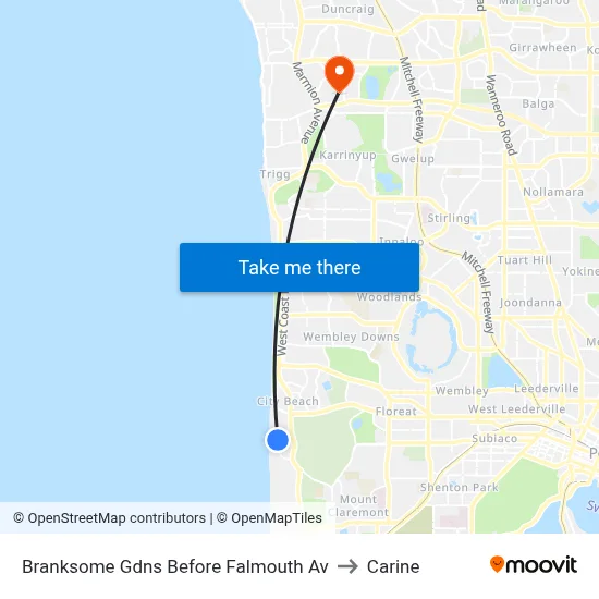 Branksome Gdns Before Falmouth Av to Carine map
