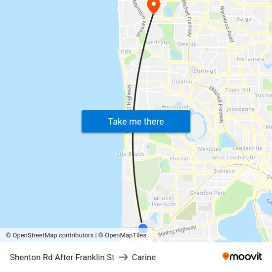 Shenton Rd After Franklin St to Carine map