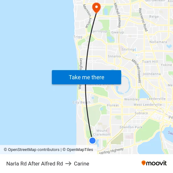 Narla Rd After Alfred Rd to Carine map