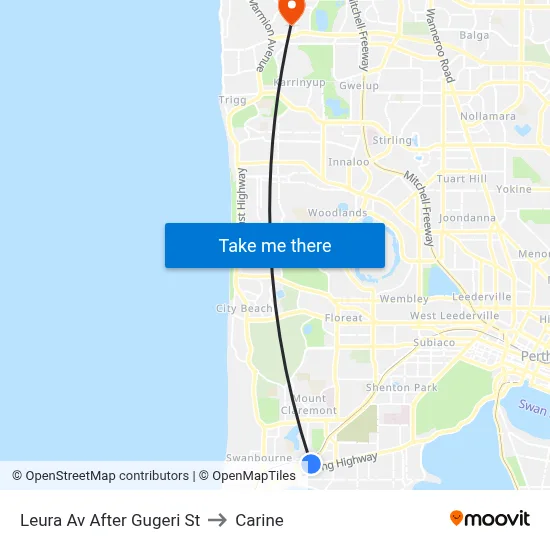 Leura Av After Gugeri St to Carine map