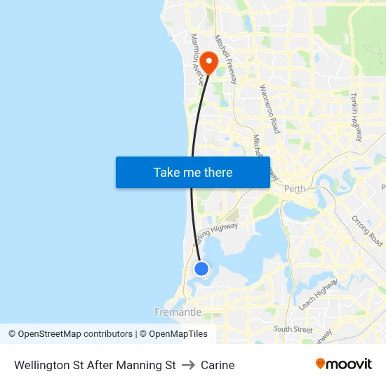 Wellington St After Manning St to Carine map