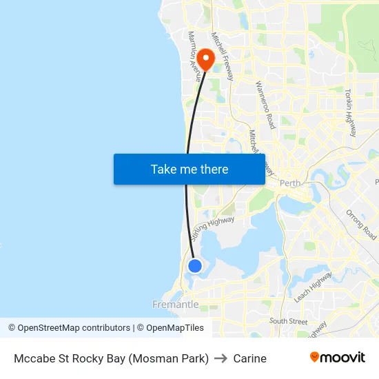 Mccabe St Rocky Bay (Mosman Park) to Carine map