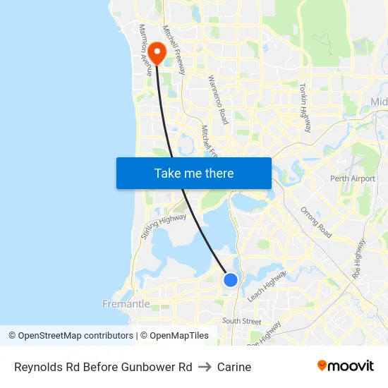Reynolds Rd Before Gunbower Rd to Carine map