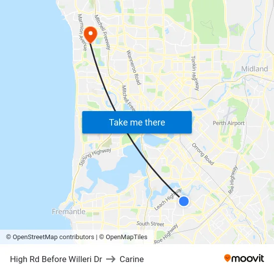High Rd Before Willeri Dr to Carine map