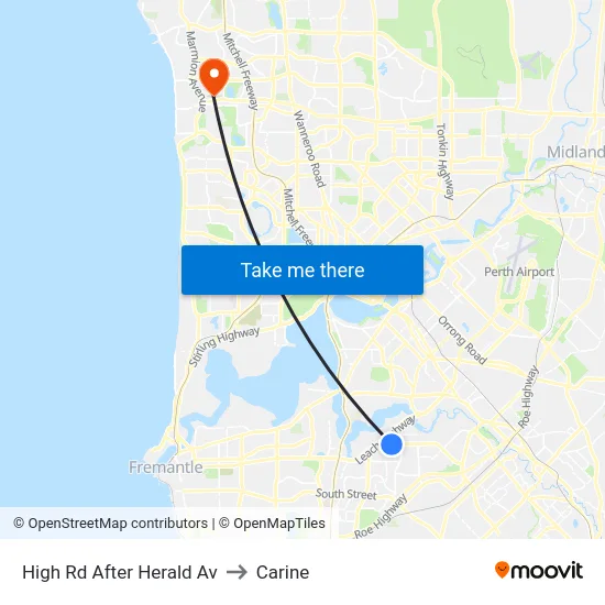 High Rd After Herald Av to Carine map