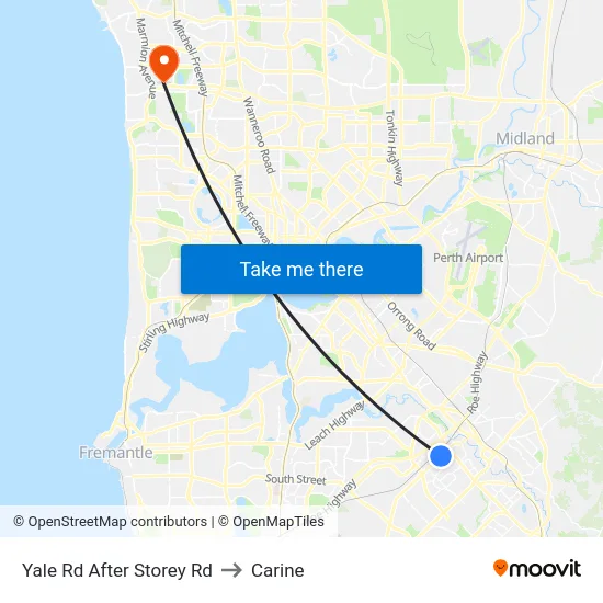 Yale Rd After Storey Rd to Carine map