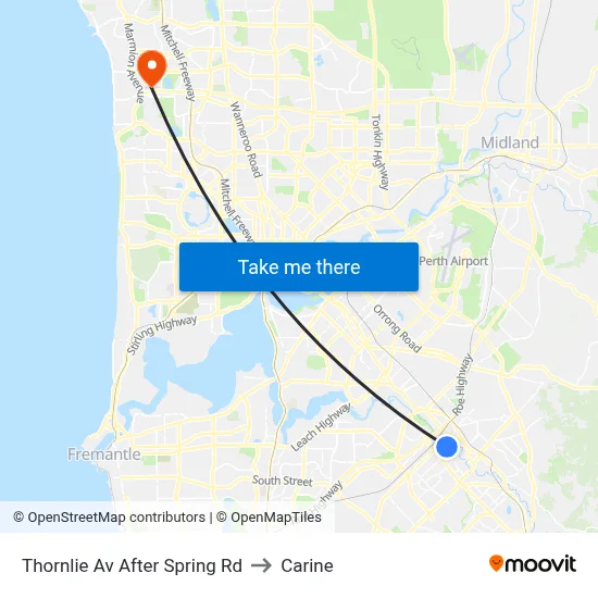 Thornlie Av After Spring Rd to Carine map