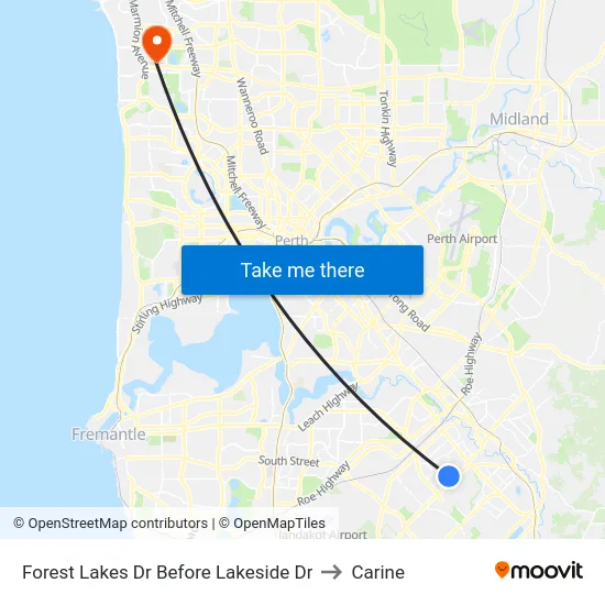 Forest Lakes Dr Before Lakeside Dr to Carine map