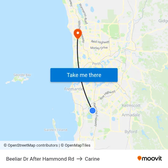 Beeliar Dr After Hammond Rd to Carine map