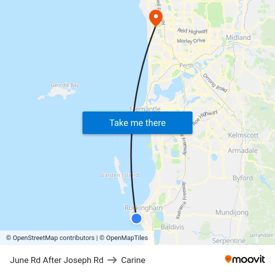June Rd After Joseph Rd to Carine map