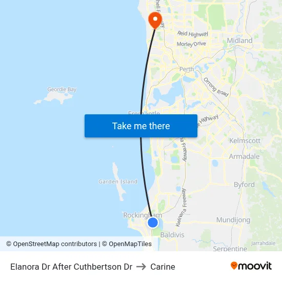 Elanora Dr After Cuthbertson Dr to Carine map
