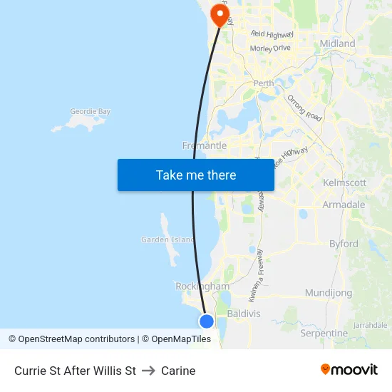 Currie St After Willis St to Carine map