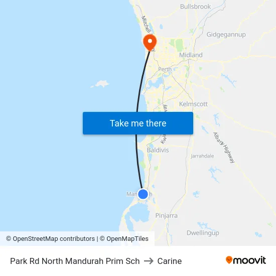 Park Rd North Mandurah Prim Sch to Carine map