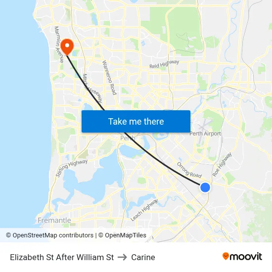 Elizabeth St After William St to Carine map
