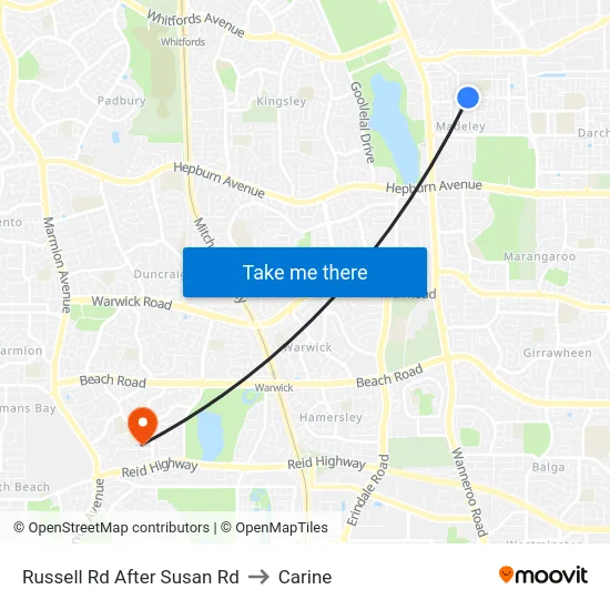 Russell Rd After Susan Rd to Carine map